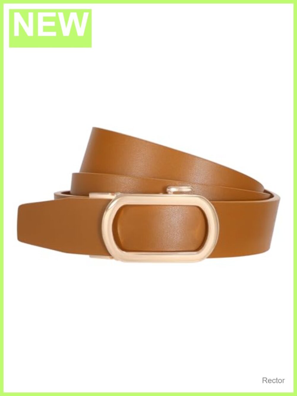 Women Leather Ratchet Belt with Gold Automatic Sliding Buckle Dress Belt